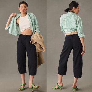 By Anthropologie Curved Seam Crop Pants size 14 new navy blue color